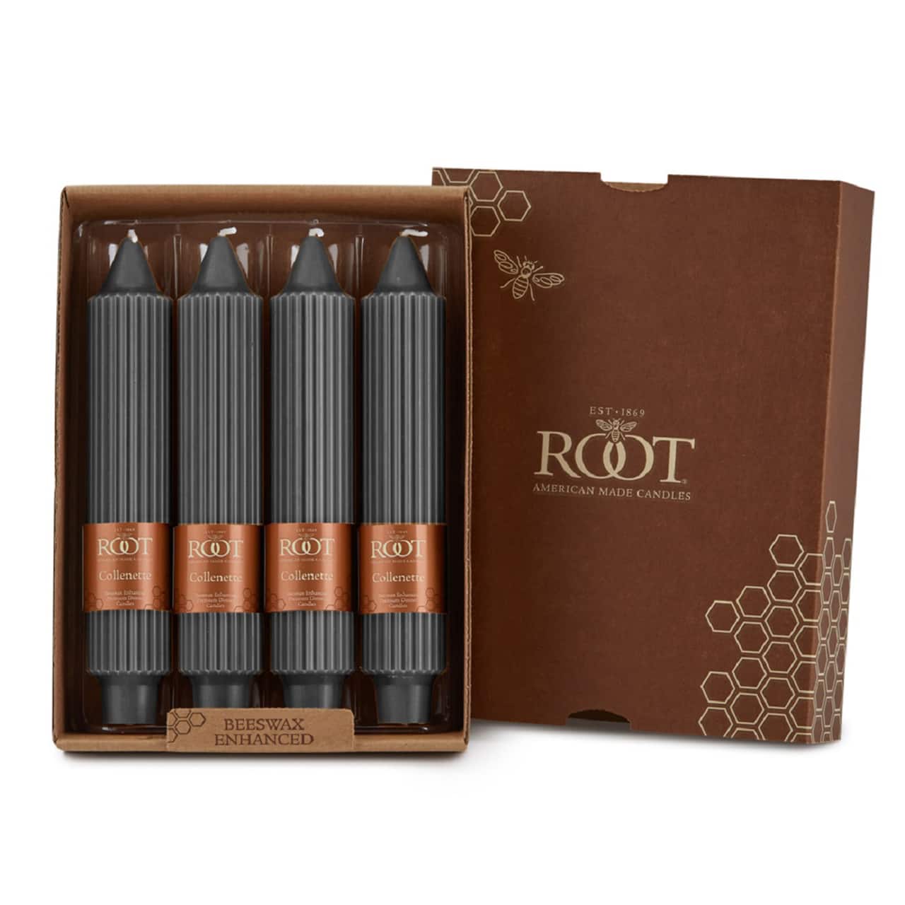 Root Candles 7" Unscented Grecian Collenette Taper Candles, 4ct.